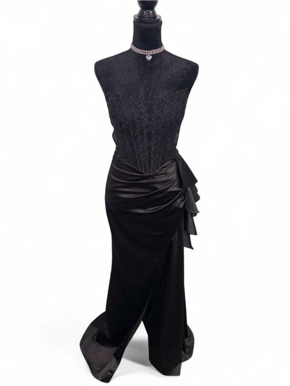 Windsor Black Strapless corset style Gown size Small